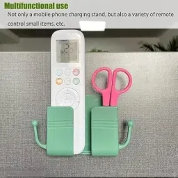 Wall Mount Phone Holder Mobile Charging Stand with 2 Hook | Self-Adhesive | Storage Case Phone Holder for Bedroom Kitchen Shelves Bathroom Table Top & Office Multi Purpose Stand (Multicolour) (2) image 3