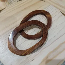 Trend N Trade Oval Shape SHEESHAM Wooden Handle for Macrame Bag/Purse and Craft image 2