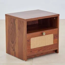 SMAART CRAAFTS Mauritius Solid Wood Bedside Table - Premium Designer Cane Rattan - End Table for Bedroom, Home & Kitchen - Solid Sheesham Wood image 2