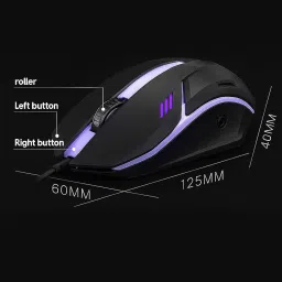 SILKROUTE0 Wired Gaming Mouse with Colorful LED Light | USB 2.0 Optical Mouse for Laptop/Desktop | 3 Buttons | 1600 DPI | Ergonomic & Ambidextrous | Windows/Mac Compatible – Black White image 3