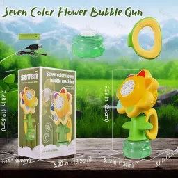 VikriDa Sunflower Bubble Machine Gun for Kids – Automatic Handheld Bubble Blower Toy with Colorful Lights, 20,000+ Bubbles per Minute image 1