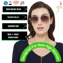 Bluetooth Smart Glasses for Women Men, with Speakers New 5.3 Android Siri Touch and Voice Assistant, 120H SB, Tan Color Aviator Snug-Fit Sunglasses image 2