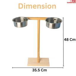 SANSEFERO Training Bird Stand Natural Wood Exercise Playful Perch with Attached Food Tray Ideal for Parrot, Cockatiel, Conures,Love Birds,Grey perrot, Macaw Playful & Durable Bird Toy (19 Inch Stand) image 1