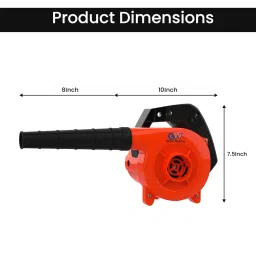 Gigawatts 500W Electric Leaf Blower Air Dust Cleaner 13000 RPM Suction 400GMS Airfoil Dirt Extraction 170km/h Airflow with Unbreakable Body & Glossy Finish for Home & Office Use (Orange/Black, 1Pc) image 3