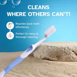 STIM Unique Manual Toothbrush For Adults, Precise Cleaning, Super Soft Bristles, Comes With Mouth-Brush, Pack Of 3,White image 1
