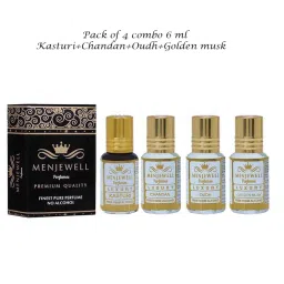 Kasturi Musk ChandanEKhaas Golden Musk Oudh Wooden Musk Perfume Floral Attar 6 Ml Pack Of 4 g, 50 gram image 3