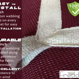 FREDDO HDPE Fabric Cotton Webbing Sun Shade Sails 85-90% Protection from Sun & UV Rays Ideal for Car Parking, Outdoor Garden, Balcony, Patio, Burgundy Color, 10 ft x 12 ft, Pack of 1 Piece image 2