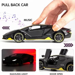 Umadiya® Lamborghini Metal Model Car 1:32 Scale Die-cast Car Toy Pull Back with Openable Doors with Sound and Light for Birthdays Gift Party Decorations Great for Kids Boys Girls  image 4