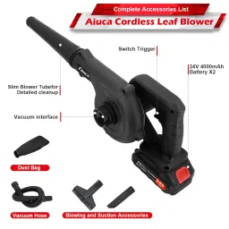 Leaf Blower Cordless, 24V Electric Cordless Leaf Blower with 2 Pack Batteries and Charger, 2-in-1 Handle Electric Blower and Vacuum Cleaner for Lawn Care, Patio, Garages, Dust, Snow Blowing, Pet Hair image 1