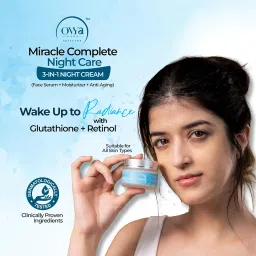 Ovya Pure Miracle Complete Night Care Face Cream, 3-in-1 Formula with Glutathione, Niacinamide, Hyaluronic Acid, Anti-Aging Moisturizer, Dermatologist Tested, Non-Greasy, 50g image 2