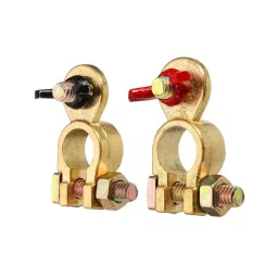 HEAVENGLOW Trade Wing Nut Brass Copper Car Battery Terminal Post Black Red Positive Negative for Auto Van Vehicle Marine Boat 2 Pack image 2