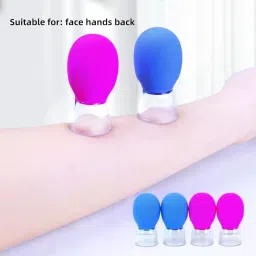 CESHTA Facial Cupping Set 2 PCS– Silicone Vacuum Suction Massage Therapy for Face, Eyes & Body – Anti-Cellulite, Anti-Wrinkle Skin Rejuvenation Kit (Multicolor) image 2