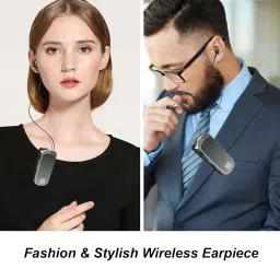 Retractable Wireless Headset Headphone Stereo Earphone V5.0 Noise Cancelling Mic Clip on Earpiece Comfortable HandsFree Headset 20Hrs Talking Time Sports Business Trucker Driver Earbud image 2
