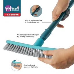 Sparkmate by Crystal Metal Floor Cleaning Hardy Brush with Tough Bristles|Long Sturdy Rust Proof Rod|All Kind of Floors|Hard Bristles & Heavy Duty Deep Scrub for Tiles, Bathroom and Kitchen image 2