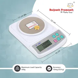 Baijnath Premnath iScale 500Gm X 10Mg (0.01G) Jewellery Weighing Scale With Wind Shield & Mains Light Power Cord For Gold, Silver & Chemicals - Home & Professional Use (Not legal for commercial use) image 1