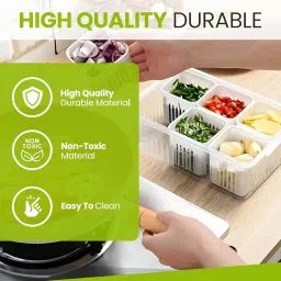 DORLANK Fridge Storage Box with Lid | 6-Compartment Fridge Organizer | BPA-Free Plastic | Fresh Vegetable & Fruit Keeper | Space-Saving & Stackable Kitchen Container image 2