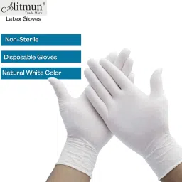 ALITMUN ProCare Latex Examination Hand Gloves, Pack of 100, Large Size, Medical Disposable Gloves Non-Sterile and Less Powdered, White, Surgical Gloves image 4
