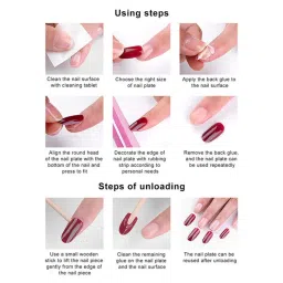 synaty 24PCS Everlasting French Nails Artificial Nails Art Set (Medium Round) image 4