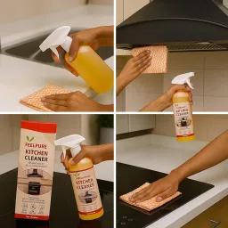 Voda Feelpure Kitchen Cleaner | India’s 1st Foaming Formulation for Less Scrubbing | 500ml | Suitable for Stoves, Chimneys, Counter Tops, Appliances, Walls & Cabinets | Non Toxic & Natural image 1