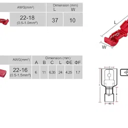 Rpi shop - 10 Pairs Self-Stripping T-Tap Electrical Connectors, Wire Connector Scotch Lock T Quick Splice Connector with Nylon Fully Insulated Male Quick Disconnects For Car Wiring (Red 22-18 AWG) image 2