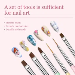 MAYCREATE® Professional 6-Piece Nail Art Brush Set - Salon Quality Detailing Brushes Kit with 2-in-1 Striping & Dotting Tool, Flat Brush for Acrylic/Gel Nails, DIY Nail Extension & Design image 1