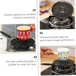 BBQ Round Plate Cooker Plate Stovetop Simmer Ring Disc for Electric and for Gas Stove Glass Cooktop Converter Flame Guard Induction Hob Pans Cooker Diffuser Plate Adapter Plate Coffee Milk image 3