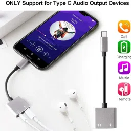 Type C to 3.5mm Headphone Aux Jack & USB-C Charge 2in1 Multi Colour Adapter Compatible with Samsung One Plus Xiaomi Huawei Google Mi Sony Vivo Oppo HTC Redmi All C Devices image 4