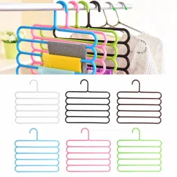 INOVERA (LABEL) Plastic Inovera 5 Layer Pants Clothes Hanger Wardrobe Storage Organizer Rack (Set Of 4), 33L X 1B X 32H Cm (Assorted Colour) image 5