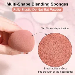 GLUN® Non-Latex Makeup Puffs, Pack of 4 Water Drop Gourd Oblique Cut Powder Puff, Makeup Cleaning Puff, Dry & Wet Use image 5