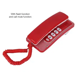 Diyeeni Mini Wall Phone, Retro Wall Mountable Landline Telephone with Flash Function and Call Mute Function, RJ45 Interface Powered by Telephone Line Home Phone for Hotel Family School(Red) image 4