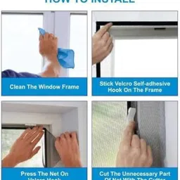 DIVAYANSHI Window Ready to Use 120 GSM Fiberglass Insect Net with Strong Self Adhesive Hook & Loop Tape (120 x 120 cm, Grey) image 2