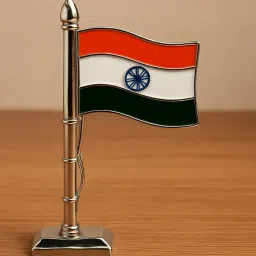 Indian National Flag for Car Dashboard/Table, Metal, 8 cm Height, Tricolour image 3