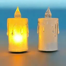 2-PC Flameless & Smokeless Decorative Crystal LED Tea Light Candle | Transparent Acrylic Candle with Melted Wax Design, 8x3.5cm, for Diwali, Christmas, Festivals, Mandir, Parties & Romantic Decor (2) image 1