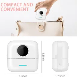 ZITREOXN Mini Sticker Printer Portable Bluetooth Thermal Printer with 3 Rolls of Paper + 6 Colour Pencils, Pocket Phone Printer, Easy to Use - for Diaries, Memos, Photos image 1