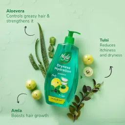 Nyle Naturals Dryness Hydration Shampoo| For Dry & Frizz Free Hair | With Tulsi, Amla and Aloe Vera|Gentle & Soft Shampoo | For Men & Women | 800ml image 3