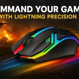 SILKROUTE0 Wired Gaming Mouse with Colorful LED Light | USB 2.0 Optical Mouse for Laptop/Desktop | 3 Buttons | 1600 DPI | Ergonomic & Ambidextrous | Windows/Mac Compatible – Black White image 2