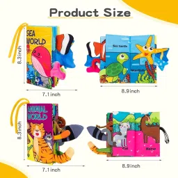 KolorFish Soft Baby Books Toys 0-3-6-12 Months, 3D Touch and Feel Crinkle Books for Babies, Newborn Infants & Toddlers, Early Development Interactive Car & Stroller Soft Toys (Sea and Animal) image 1