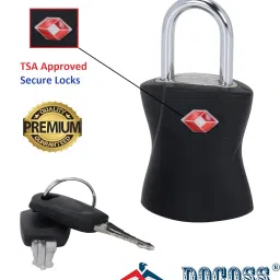 DOCOSS Metal Lock TSA Approved with Keys International Lock for Bag Luggage Travelling Locks Padlock, Metallic (Black) - Pack of 2 image 1