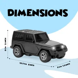 TOYOOS Rechargeable Remote Control Thar Jeep for Kids | LED Lights, Music & Openable Doors | Finely Crafted Premium Car Model | Fun Musical SUV Model (Black Color) image 4