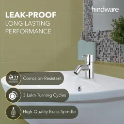 Hindware F280001CP Flora Pillar Type Water Tap, Wash Basin Tap, Brass with Chrome Finish | 12-Year Manufacturer Warranty image 2