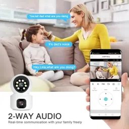 FINICKY-WORLD Dual Lens WiFi IP 360° Camera 1920 X 2160 Full HD 4mp AI (Upgraded) CCTV Night Vision Motion Sensor Two-Way Audio Micro SD Card Support Upto 128GB Monitor Nanny Security Indoor White image 2