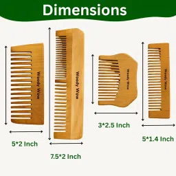WOODYWOW Neem Wooden Men’s Comb Set of 4 | Anti-Static, Natural Hair Comb for Men | Herbal Wooden Beard & Hair Comb for Healthy Scalp & Hair Growth image 1
