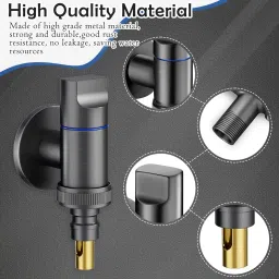 TecoKart® Washing Machine Faucet, G1/2 Modular Tap for Washing Machine, Wall Mounted Brass Angle Valve, Universal Shut Off Valve for Bathroom, Toilet, Garden – Gunmetal image 2