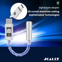JCALLY JM6 Pro USB C Type-C to 3.5mm Dual DAC CX31993 MAX97220 Digital Audio Portable decoding amp HiFi DAC Mobile Headset Adapter (Silver Blue) image 1