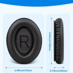 Street27® Earpad Cushions Compatible with Bose QuietComfort 35 (QC35) & Quiet Comfort 35 II (QC35 ii) Headphones, Soft Protein Leather High-Density Noise Cancelling Memory Foam Ear Cushion Pad (Black) image 1