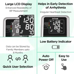Dr Trust A-One Galaxy Digital Blood Pressure Monitor Machine with Cuff, Hypertension Indicator, and Large Display (Black) -106 image 4