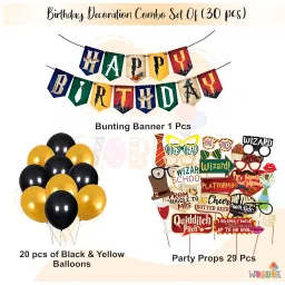 WOBBOX Happy Birthday Combo Harry Potter Theme Party Props 29 Pcs with Colourful Harry Potter Theme Bunting Banner & Balloons, Birthday Decoration Item image 1