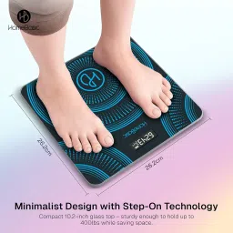 HOMEBASIC Digital Weight Machine for Body Weight| Weighing Scale with Toughened Glass| 180kg Capacity, 4 Unit Modes, 0.1g High Accuracy, Step-On Feature, Auto On/Off, LCD Display, Temperature Electro image 4