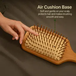 VEDAeco Bamboo Wooden Hair Brush – Paddle Brush with Soft Bristles | Natural Scalp Circulation & Hair Growth Comb | Pain-Free Detangling, Blow Drying & Styling Brush for Women & Men image 3