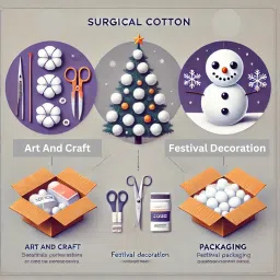 Shiv Cotton Industries 500gm Zig Zig Surgical Zig Zig Dressings First Aid Cotton Roll High Absorbency | Absorbent Pure Cotton Roll for Baby care | Cometic & Skincare Use | Soft Cotton for cleaning Wound's | Art & Craft's | Medical Use | beauty care and multipurpose image 3